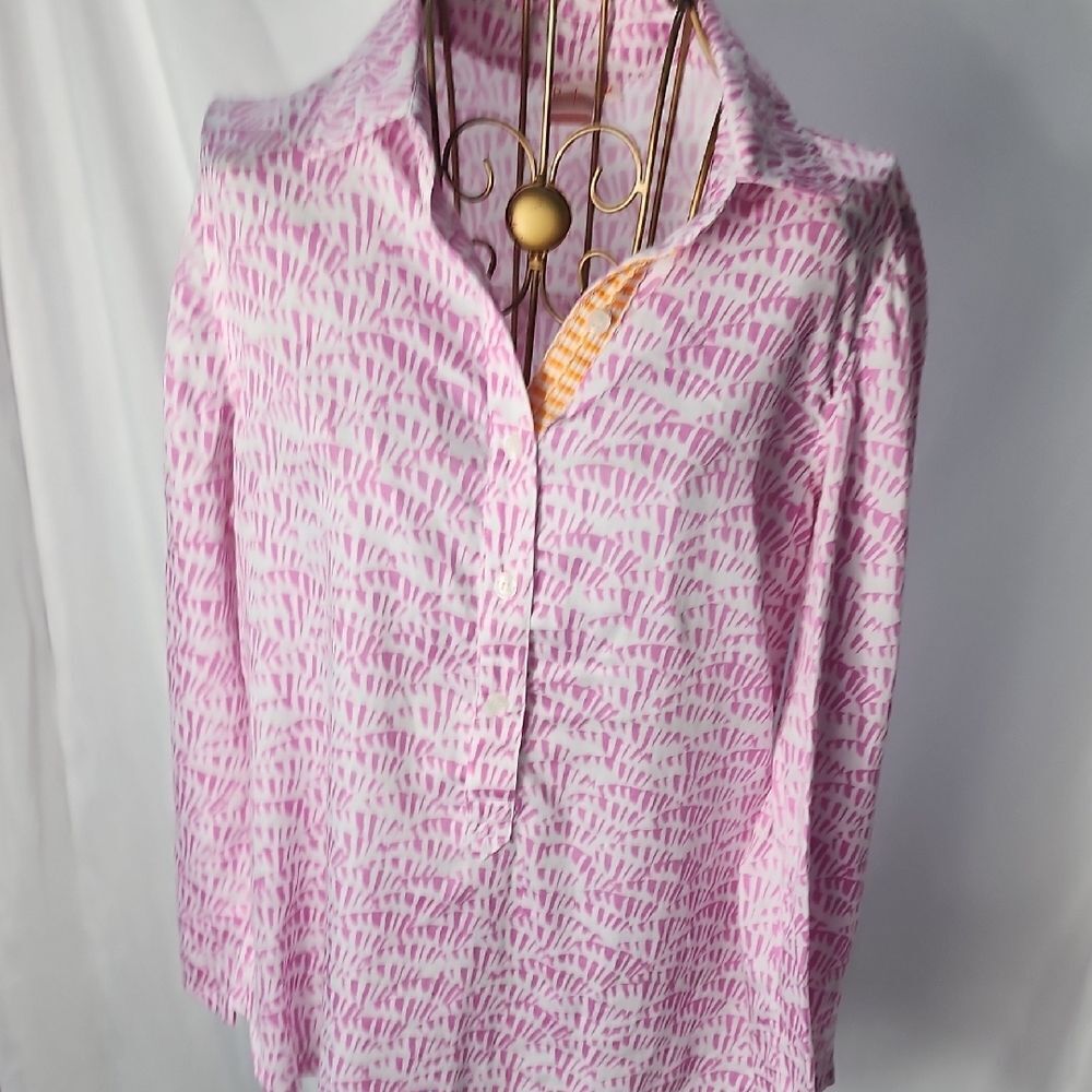 Persifor Size M Cotton Popover Blouse With 3/4 Sleeves